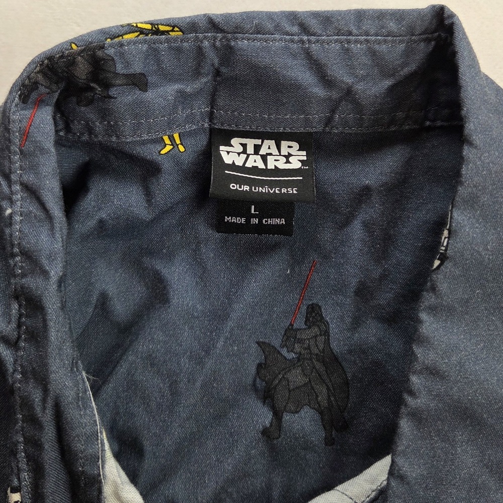 Our Universe Star Wars Mens Button-Down Shirt L Blue Character Print - Picture 6 of 12